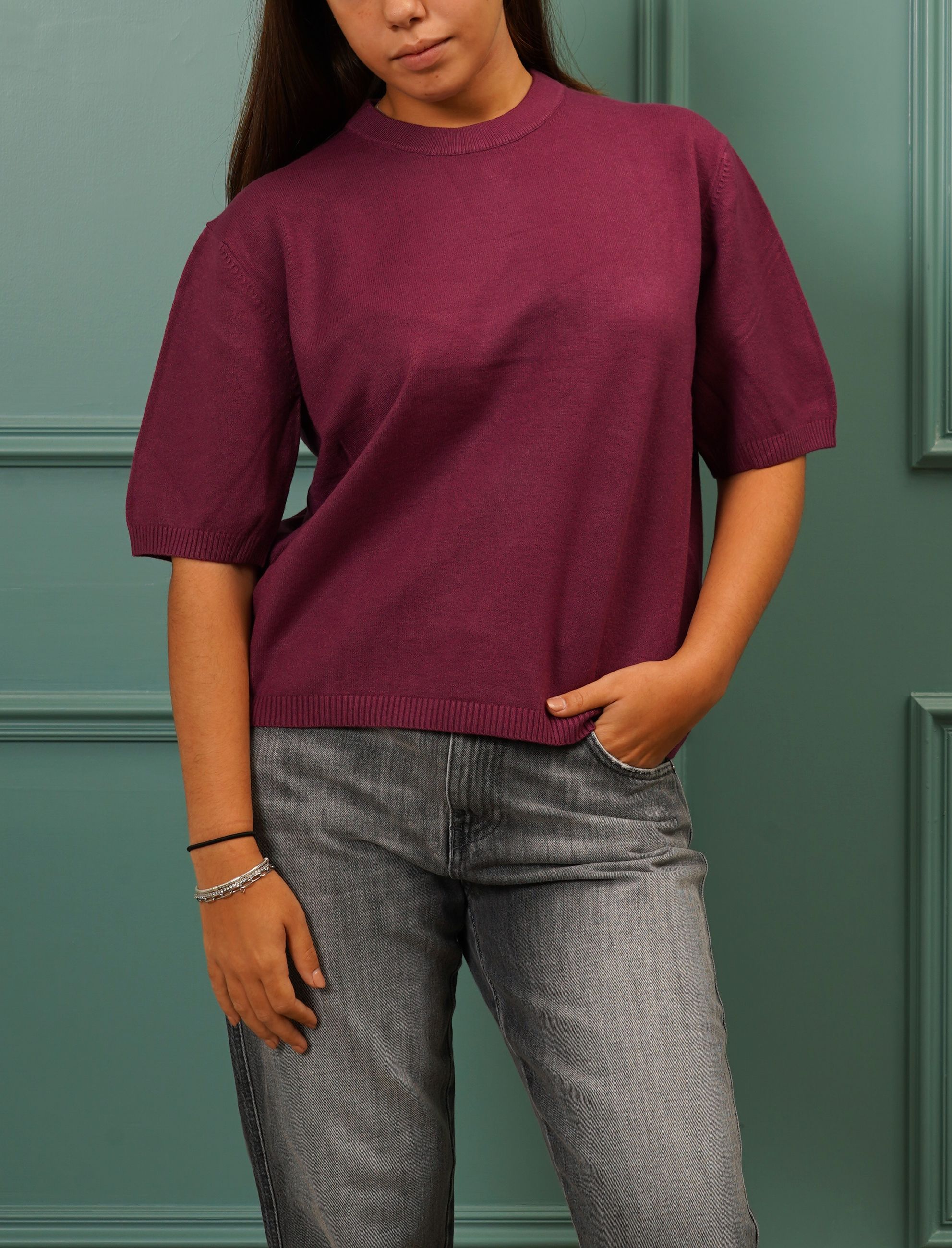 T-shirt in maglia BB GLAMOUR JN1126 Donna