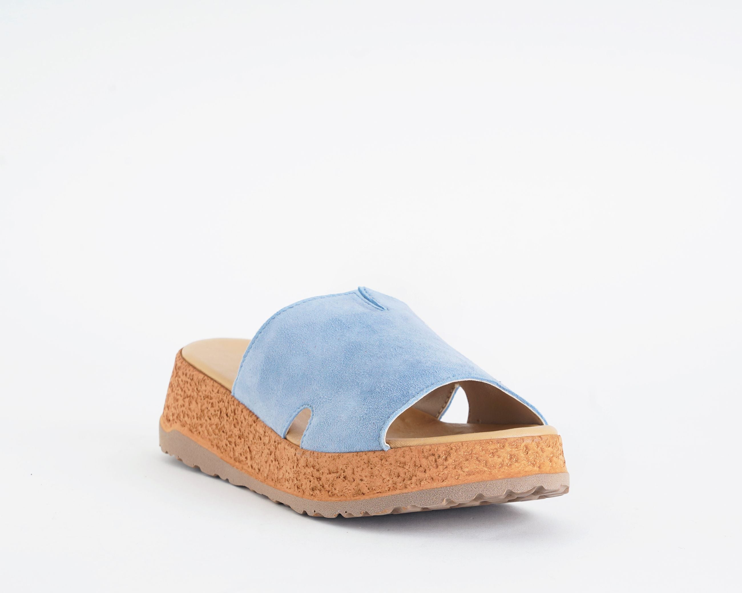 Sandalo Melluso 019288 denim donna - Suede sottopiede in pelle suola gomma tacco 4,5 cm taglie 36-41