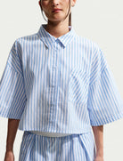 Nike Camicia Oversize Sportswear Chill Poplin II4228-435 Lt Photo Blue donna