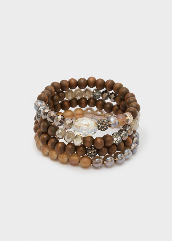 Set bracciali NALI' Beads ABBR0176 Grigio/Legno Donna