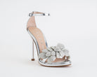 Sandalo alto ALBANO 5611 Argento donna – similpelle pitonata con strass