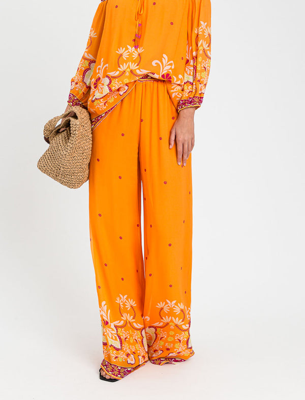 Pantalone Palazzo Twinset 261LB2LDD Stampa Foulard Orange Donna