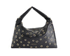 Borsa a spalla Marc Ellis Mariah Studs nera con borchie oro da donna, ecopelle, tracolla rimovibile, 28x44 cm
