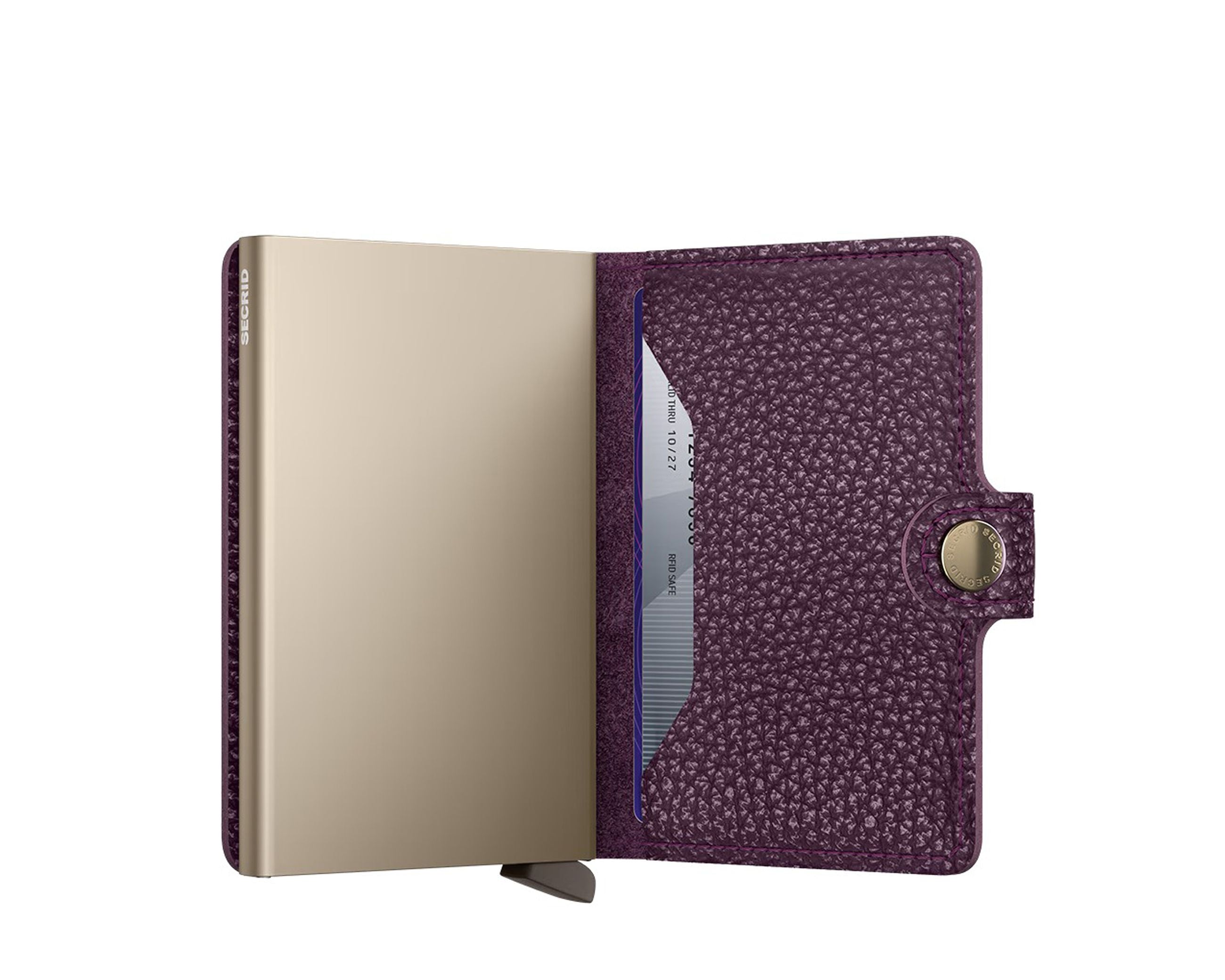 Portafoglio Secrid MPE-Grape colore Grape – miniwallet in pelle con protezione RFID e chiusura a bottone
