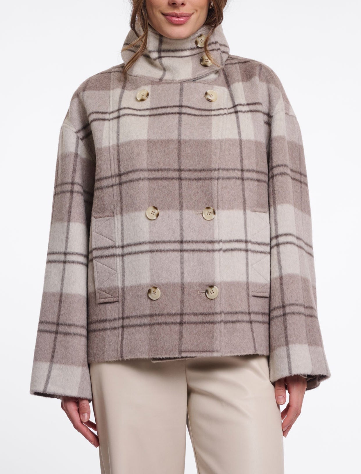 Giacca doppiopetto Rino&Pelle Jenelle.7002611 Soft Oat Check Donna