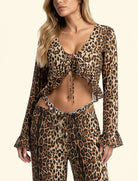 F**K FK26-SW0125X02 crop top manica lunga Fantasia maculata