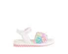 Sandalo Lelli Kelly Eloise bambina bianco fantasia floreale con perline e paillettes ricamate