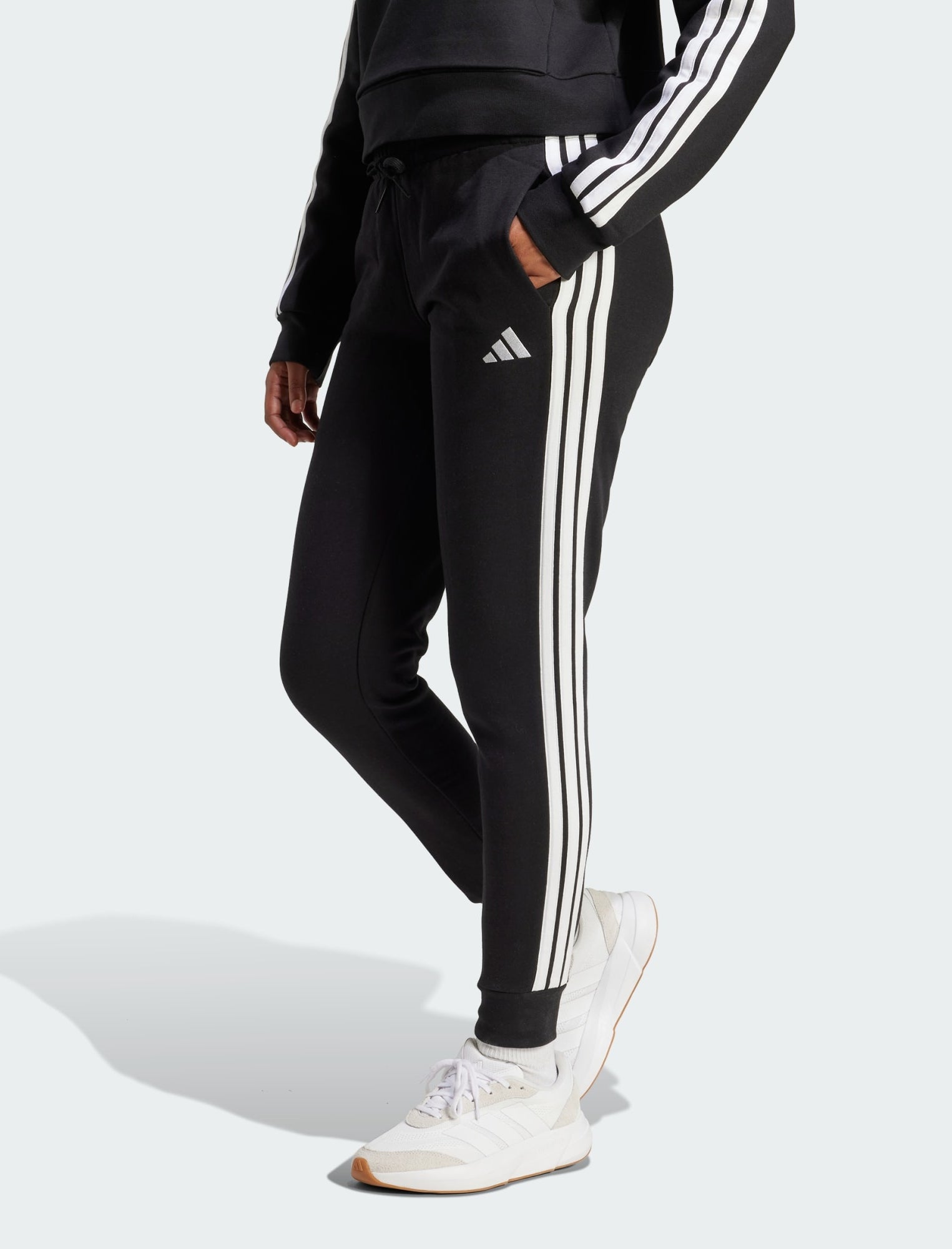 Jogger Adidas Essentials 3-Stripes Fleece JX2543 Black/White Donna