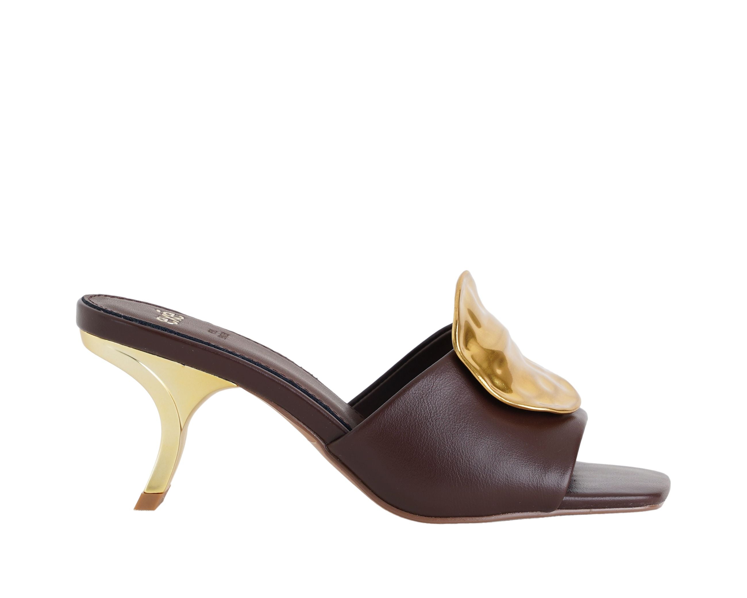 Sandalo donna EXE Nina-212 Dark Brown in similpelle con tacco 70 mm