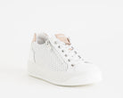 Sneakers con zeppa IGI&CO 1144511 bianco da donna, tomaia in nappa con lacci e zip, zeppa 35 mm
