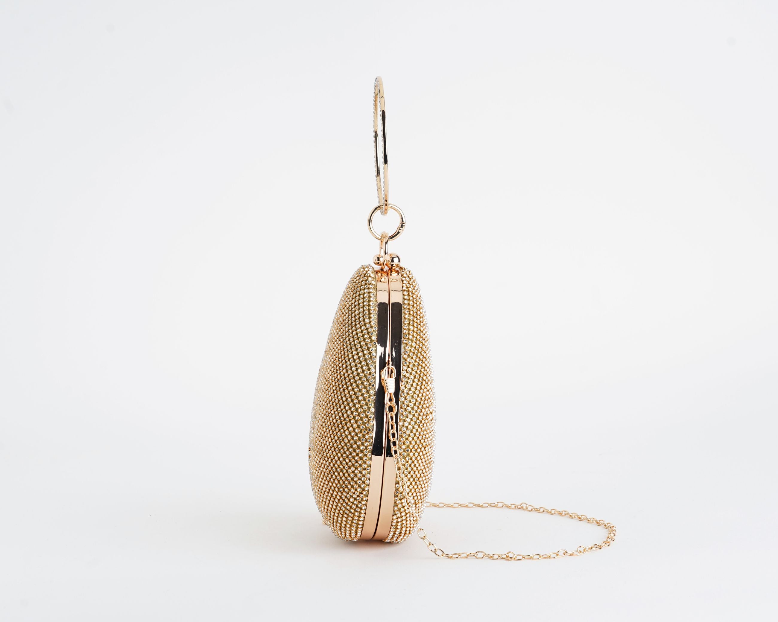 Clutch donna EXE ML55820 Light Gold con strass e tracolla rimovibile