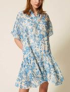 TWINSET abito corto chemisier 261LM2SGG St.Toile De Jouy Off White/Blu