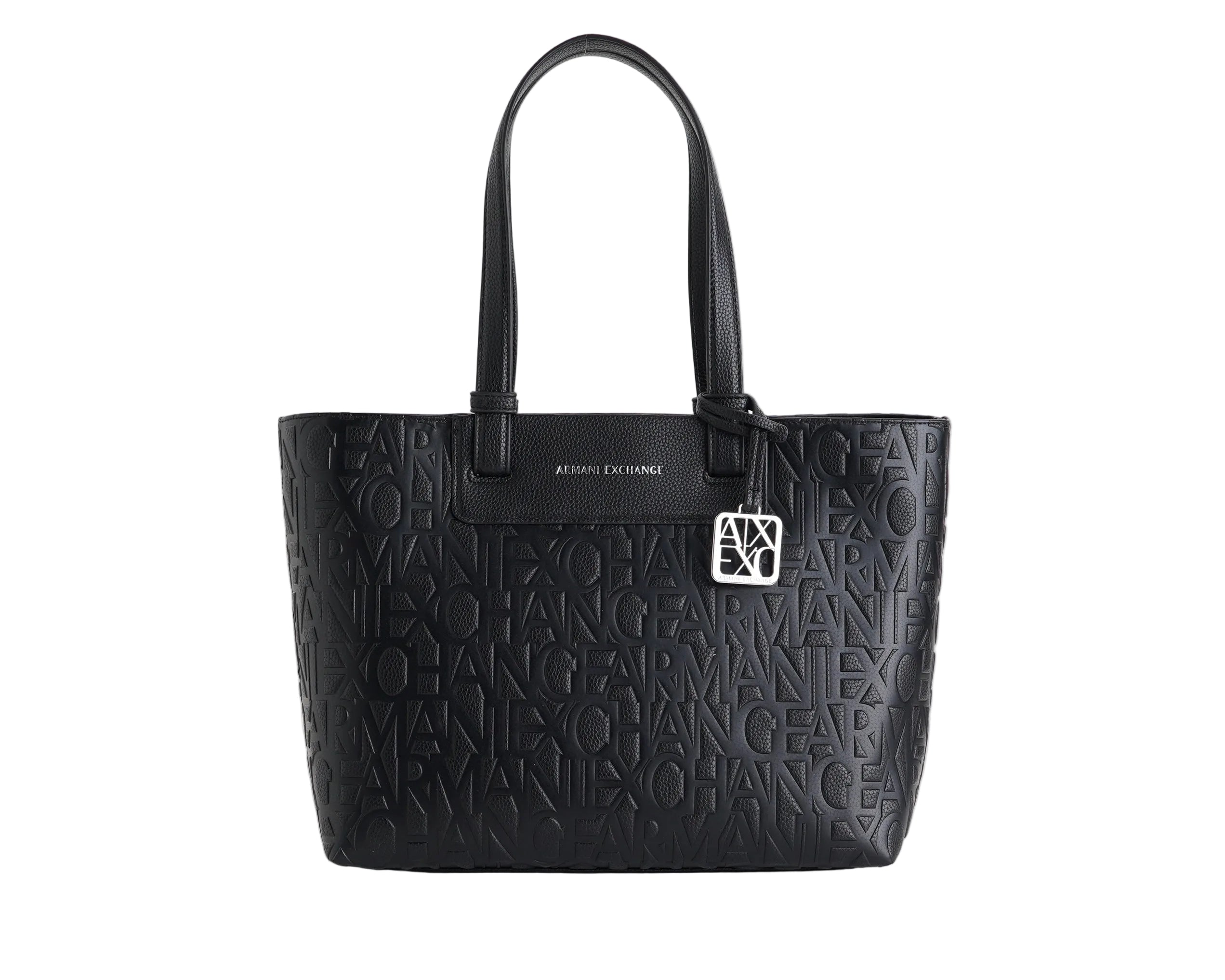 Shopping Bag ARMANI EXCHANGE XW001481AF15774 BLACK - similpelle, logo all-over, donna
