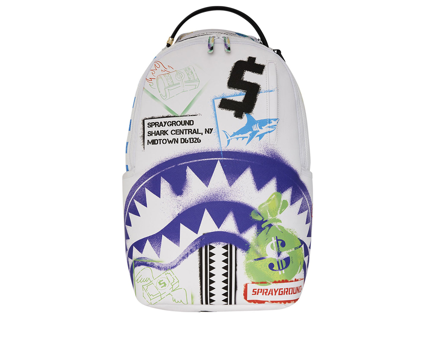 Zaino SPRAYGROUND Shark Central Stencils White Dlxsv 910B7619NSZ Unisex Uomo Donna