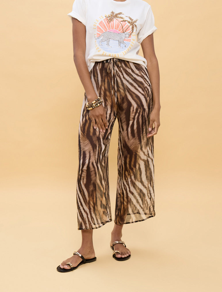 Pantaloni con stampa zebrata Lola Casademunt LS2614002 Marrone/Nero Donna