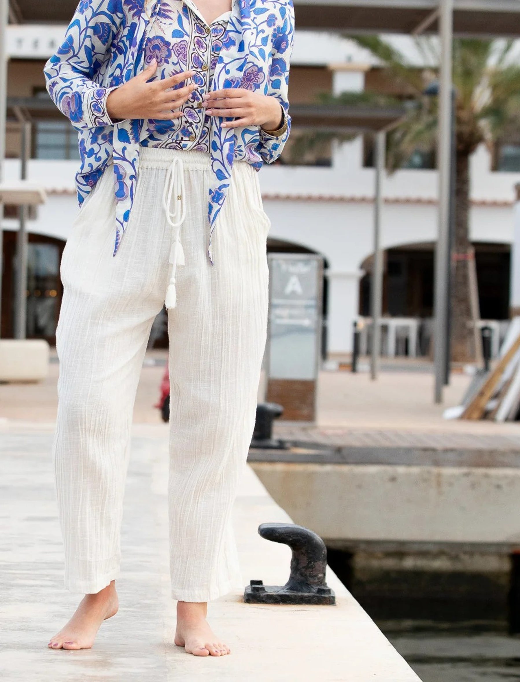 Pantaloni lunghi Pahiesa PA2128 White Donna