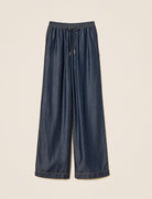 Dettaglio tessuto chambray denim scuro pantaloni palazzo Twinset 261LL2QGG donna