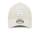 Cappellino New Era 9FORTY LA Dodgers MLB League Essential beige uomo – vista frontale con logo LA Dodgers ricamato