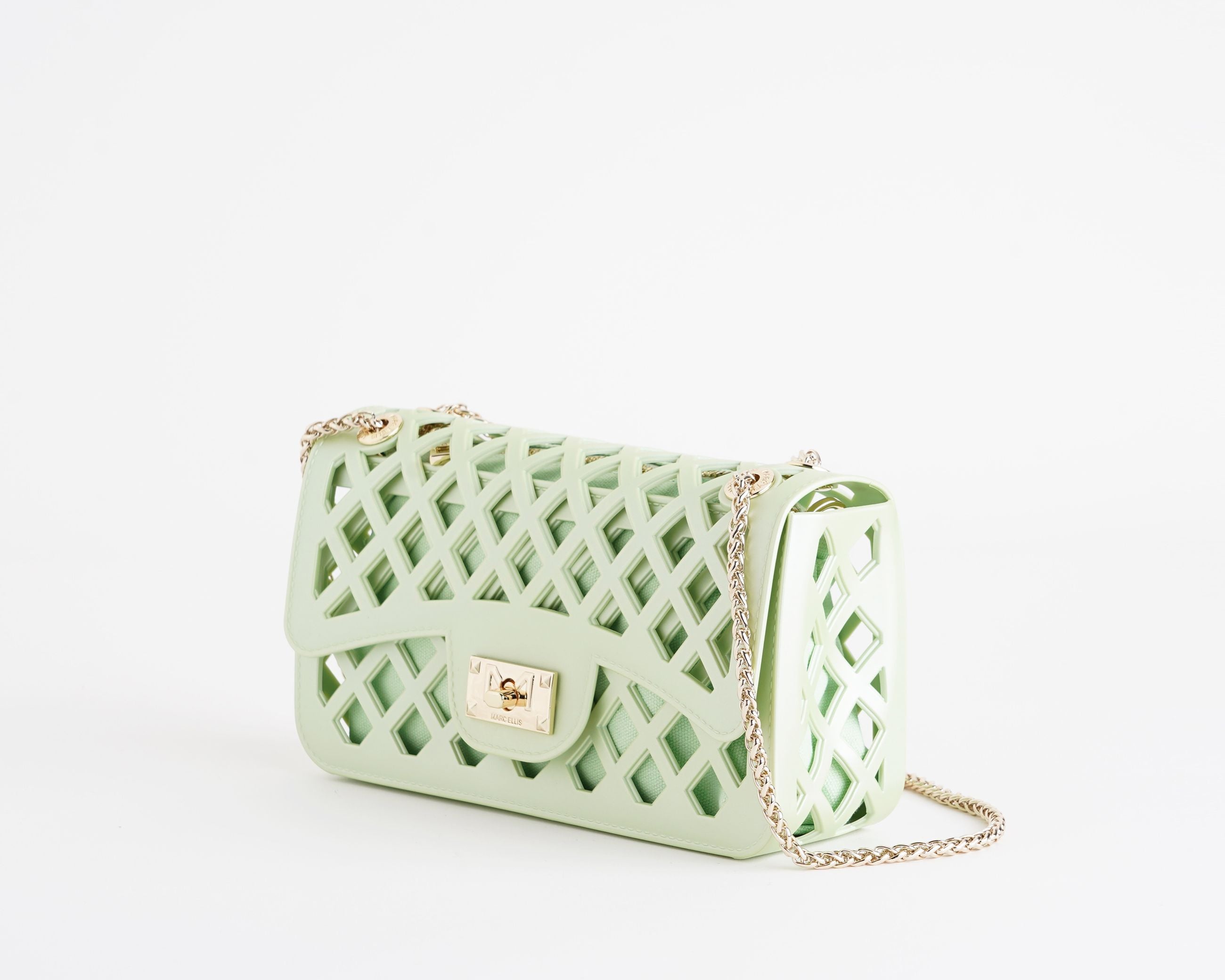 Borsa a spalla Marc Ellis Flat Basket Donna Soft Green Light Gold – Vista laterale