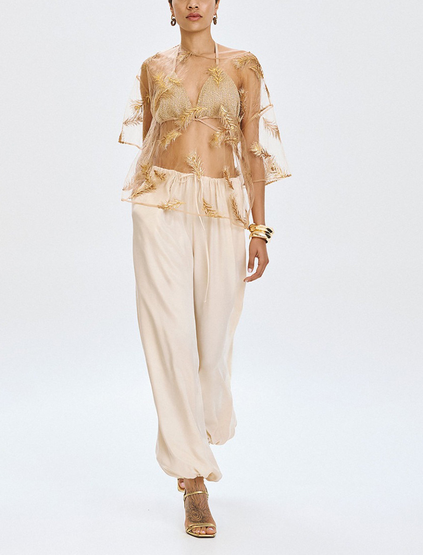 T-Shirt trasparente con paillettes Access Fahion 63-2017-354 Gold