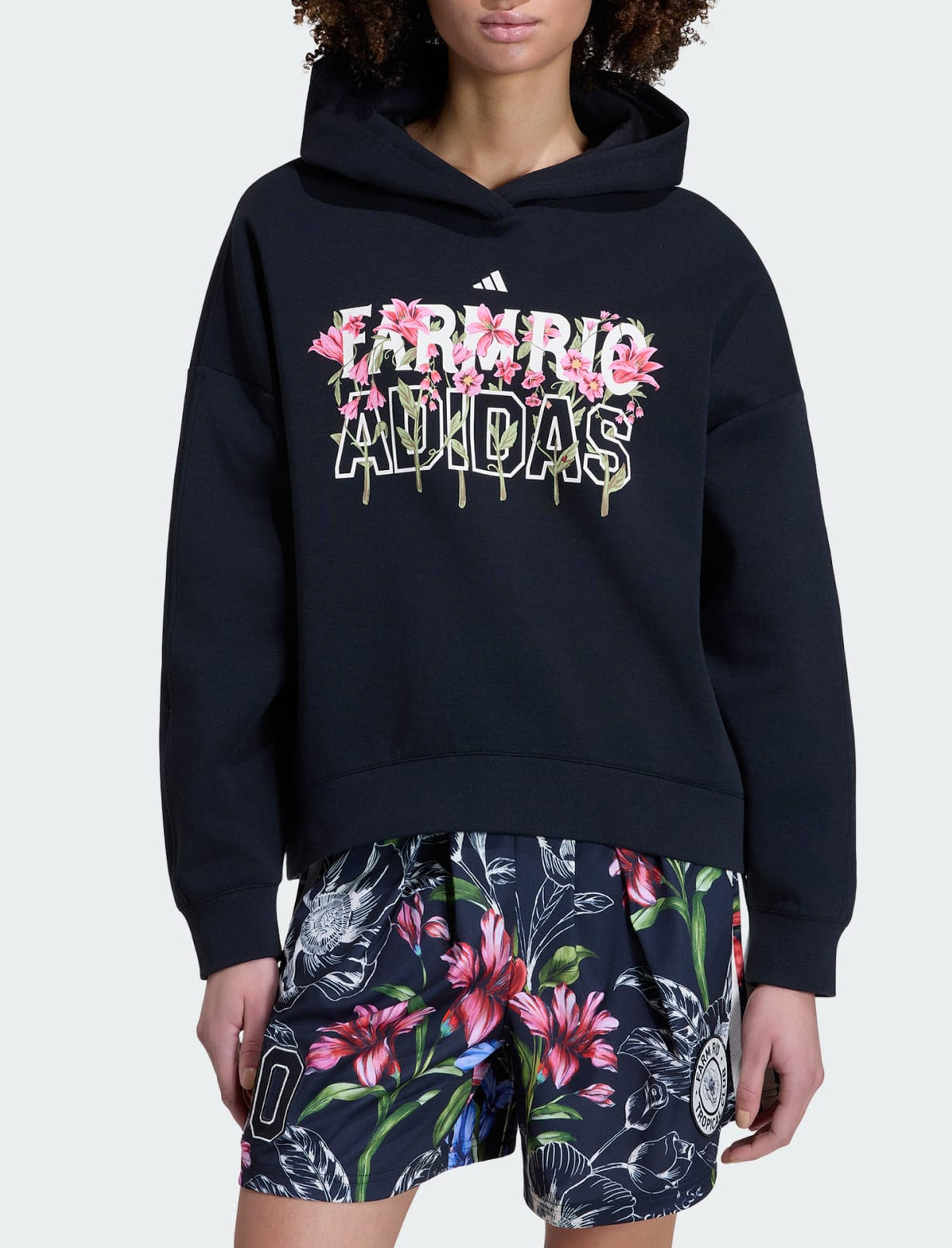 Felpa con cappuccio Adidas x Farm Rio KR0252 Black/Multicolore Donna