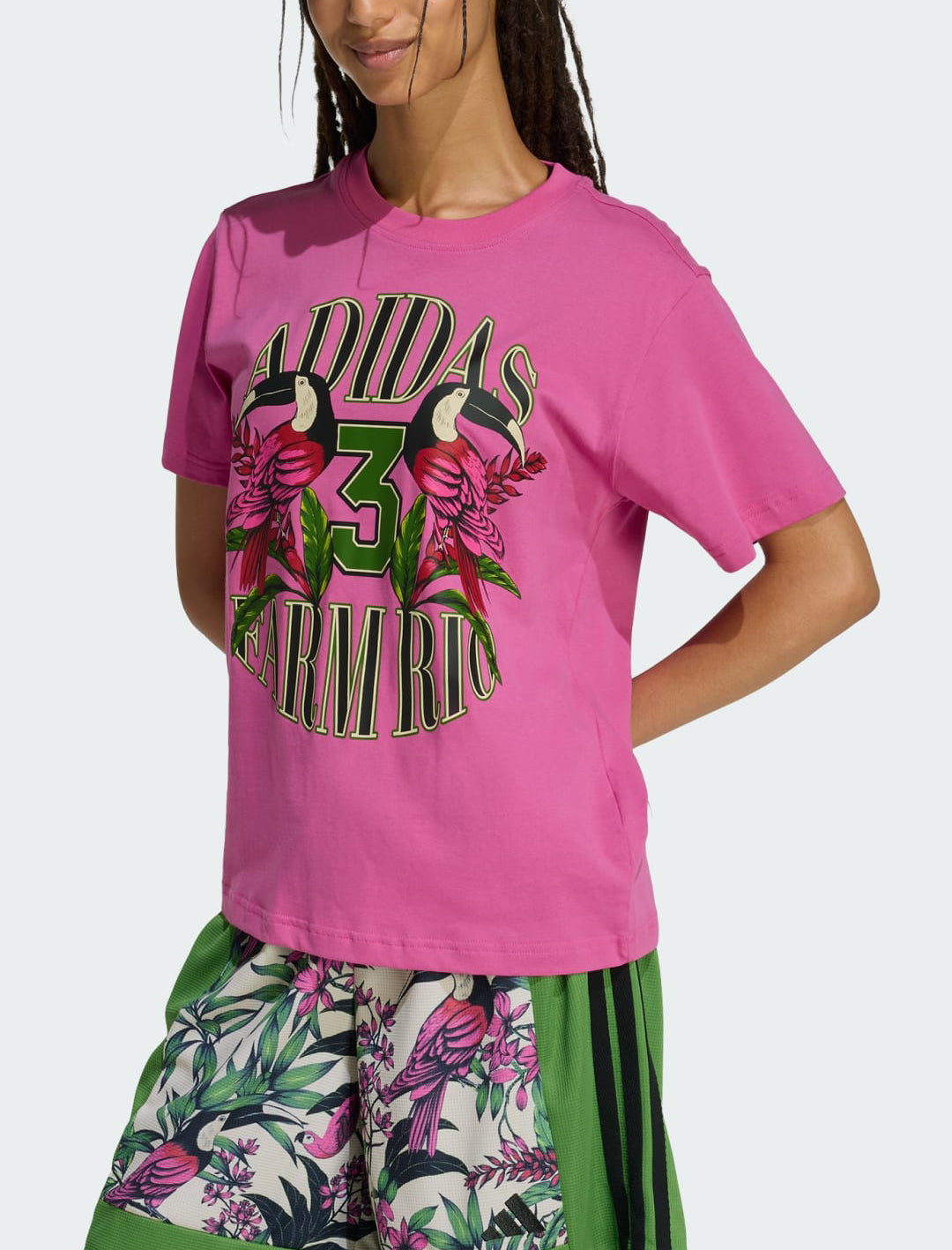 T-shirt Adidas x Farm Rio KD4540 Semi Lucid Fucsia Donna
