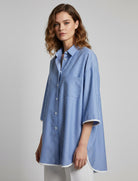 Camicia a righe Vicolo TAB2320 Royal/Bianco