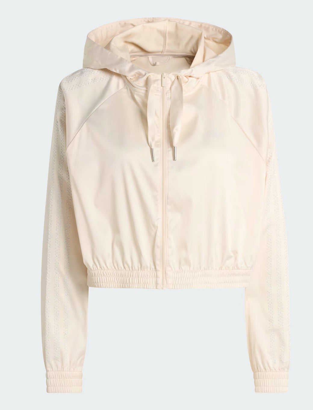 Adidas Felpa Corta Zip KE3391 Wonder White – felpa donna distesa, vista completa