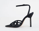 Sandalo alto donna EXE JOY-959 nero con fascia in satin e strass, tacco 100mm