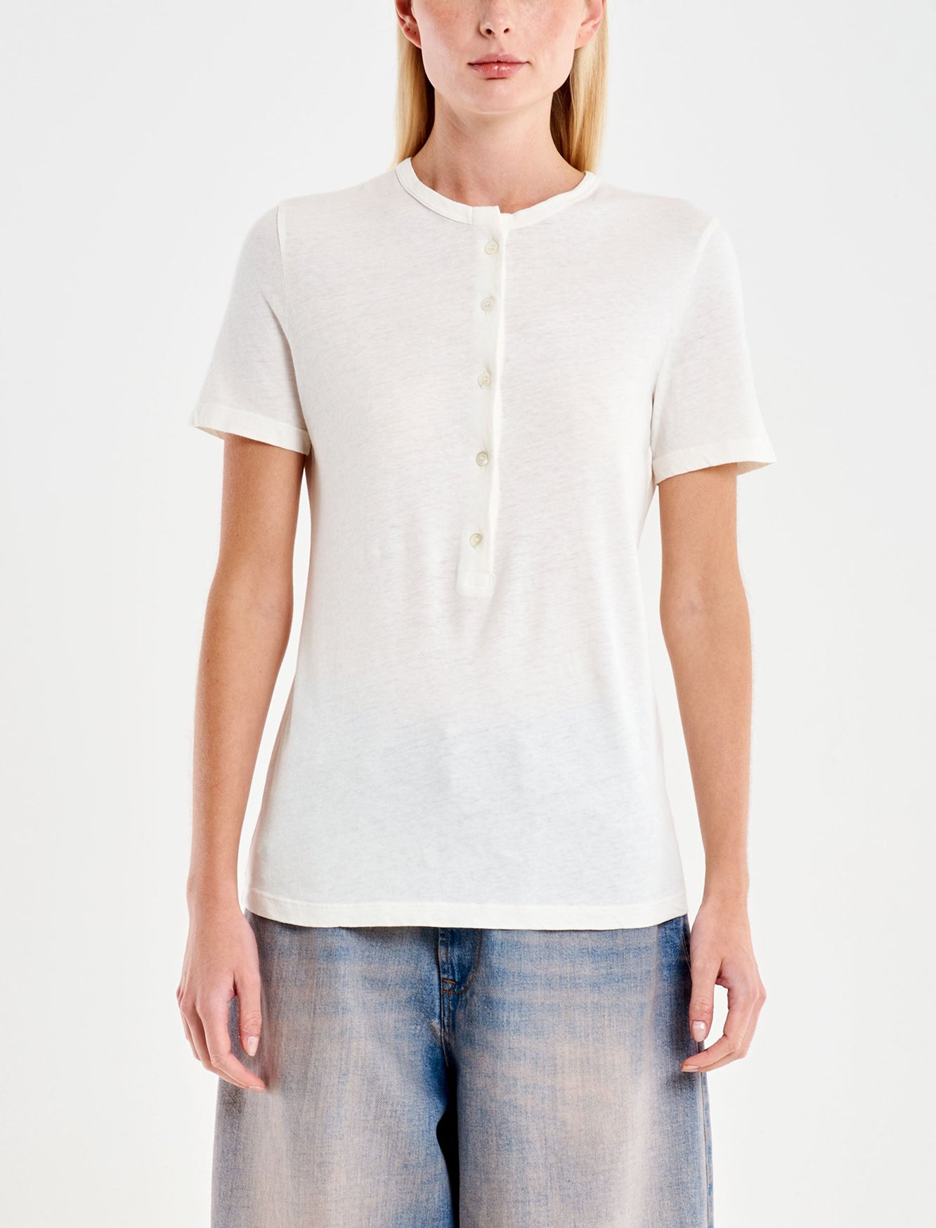 T-Shirt misto lino Vicolo UAB0025 Bianco Donna