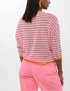 Maglia bicolore a righe con maniche francesi Lola Casademunt LS2611001 Ecru-Pink
