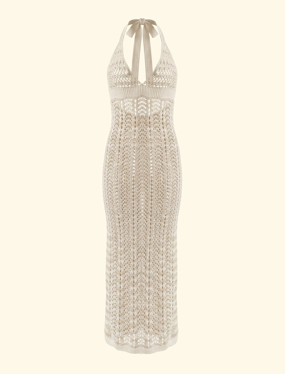 F**K FK26-SW0428BG abito lungo crochet Beige