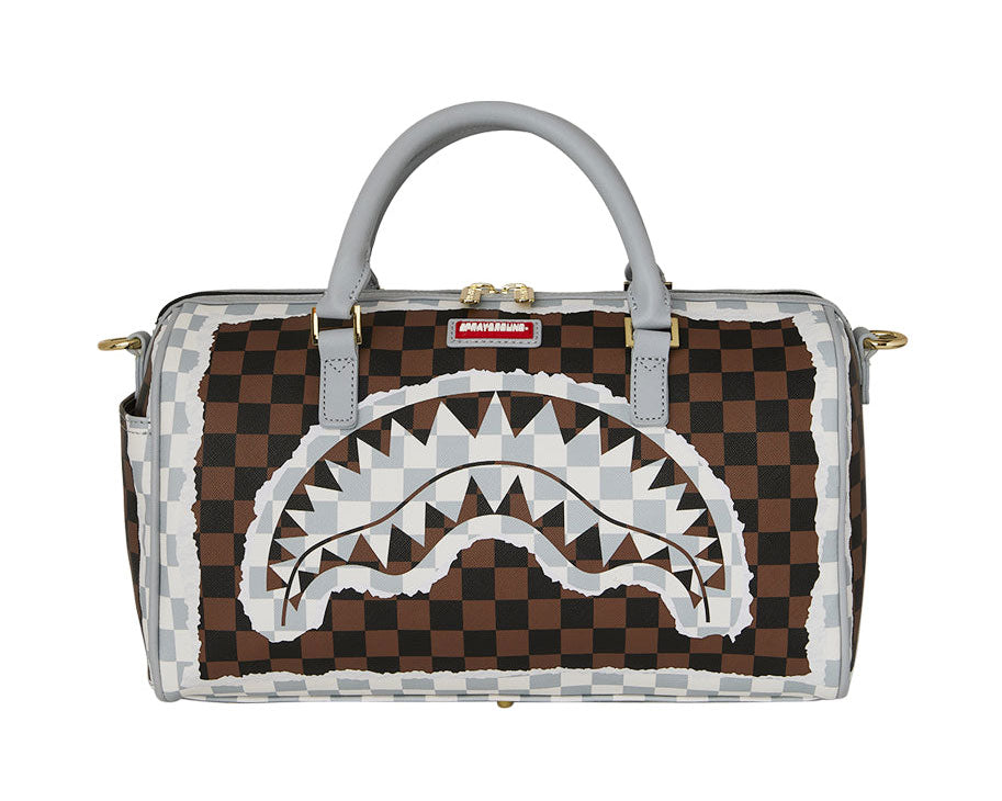 Borsa a bauletto SPRAYGROUND CREAM AND BROWN TEAR CHECK MINI DUFFLE 910D8293NSZ Unisex Uomo Donna