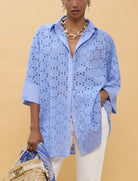 Camicia corta oversize Lola Casademunt LS2616018 Blu