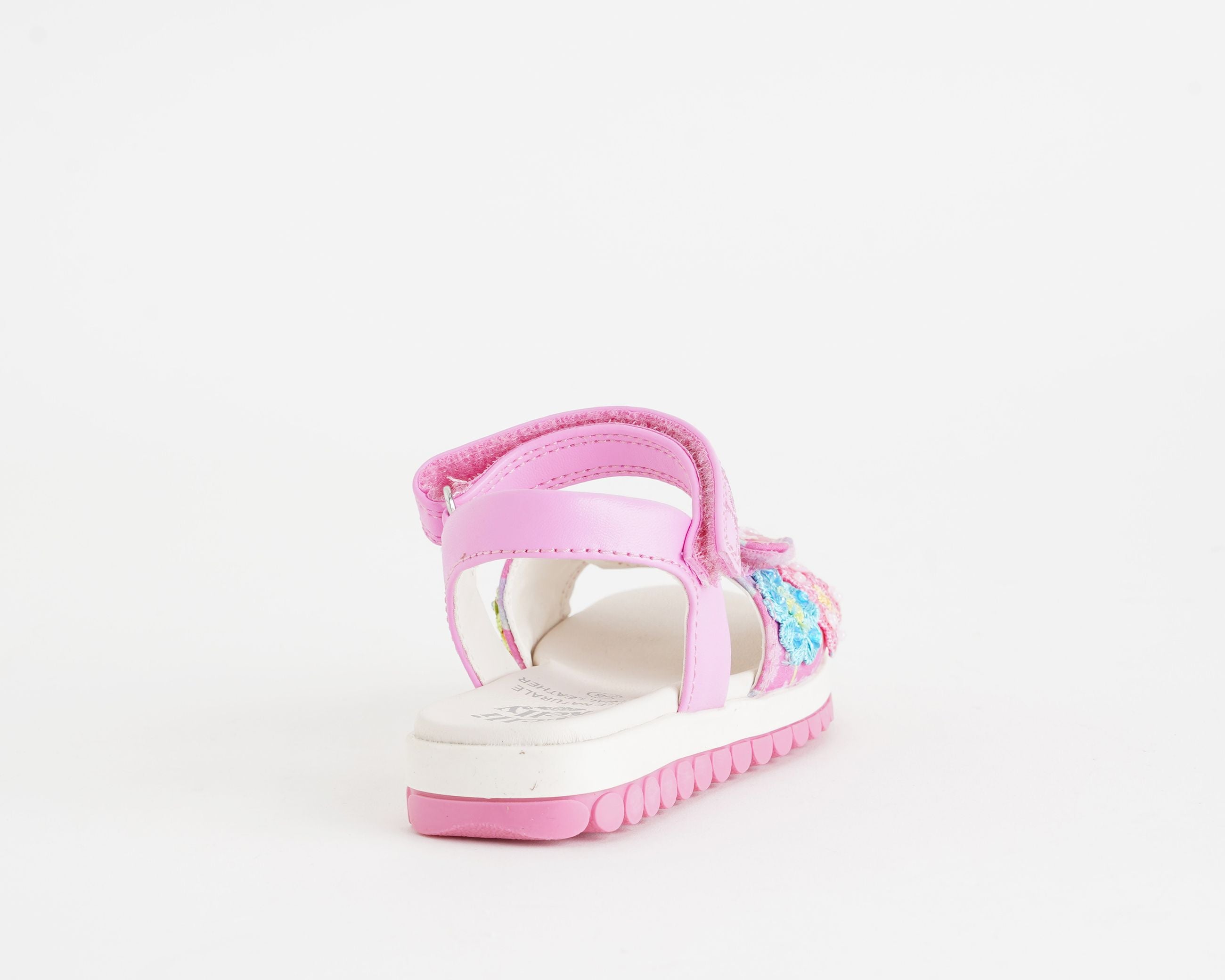 Sandalo Lelli Kelly Eloise bambina fuxia con decorazioni floreali perline e paillettes ricamate