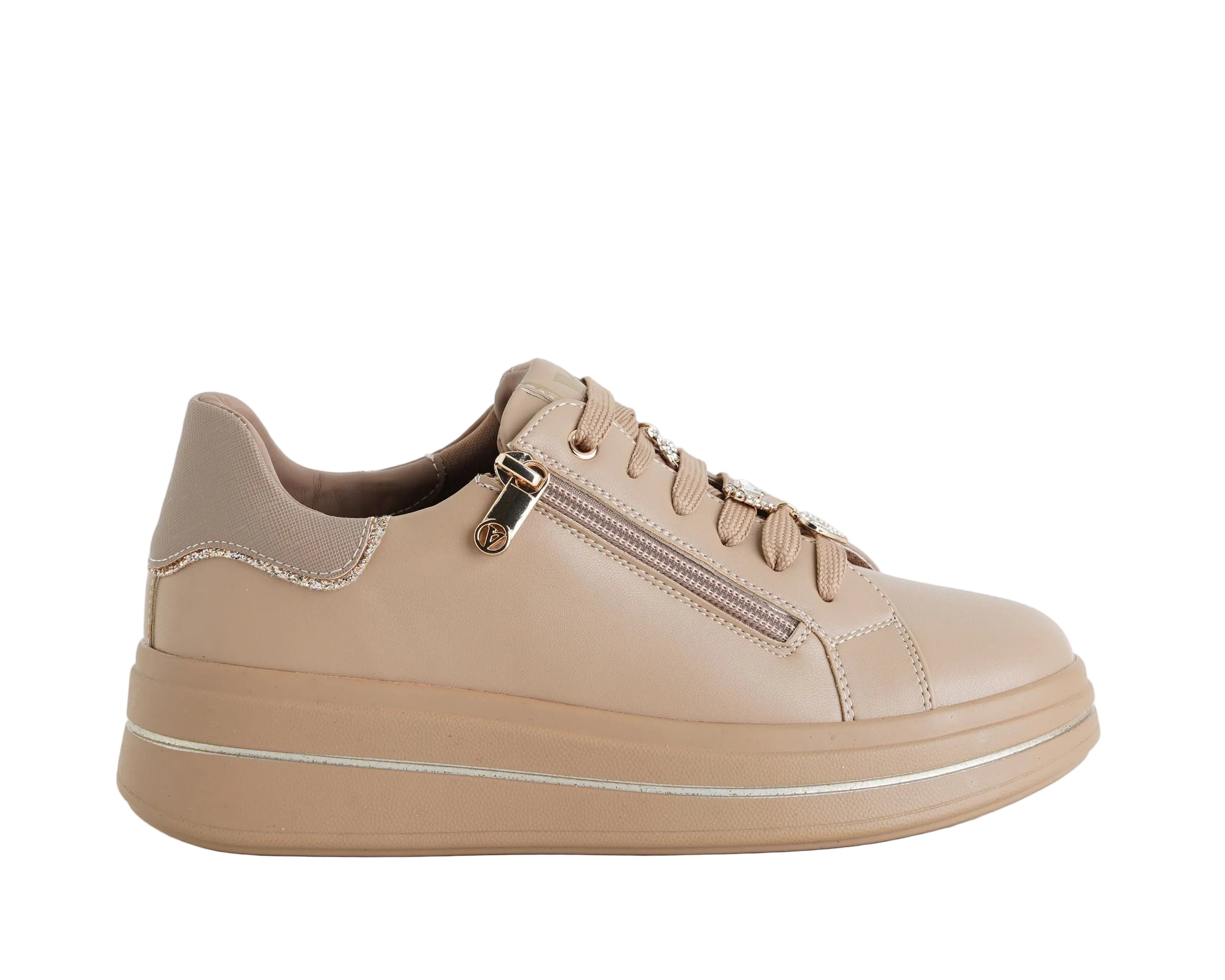Sneakers con zeppa Valleverde 35492D Avana Donna