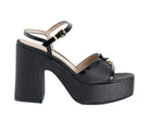 Sandalo con plateau Albano 5574 nero da donna, tomaia in rafia e cinturino regolabile, plateau 3 cm
