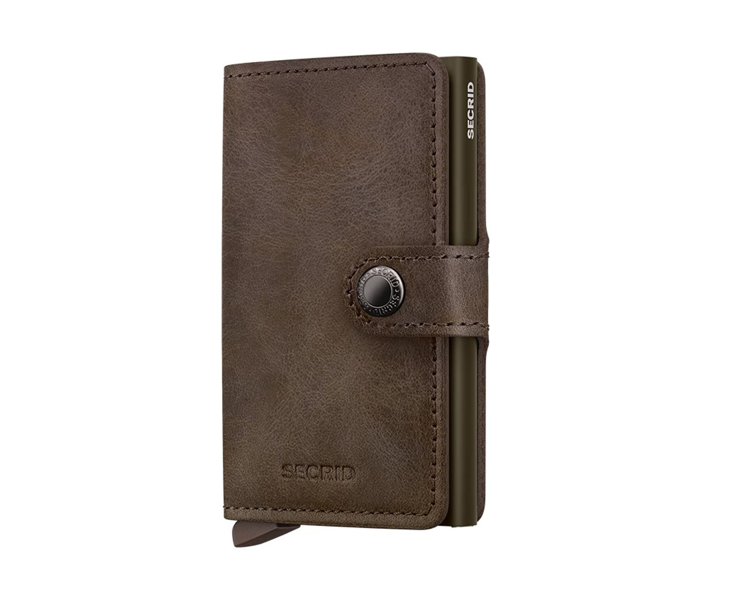 Portafoglio Secrid MV-Oak colore Oak – miniwallet in pelle con protezione RFID e chiusura a bottone
