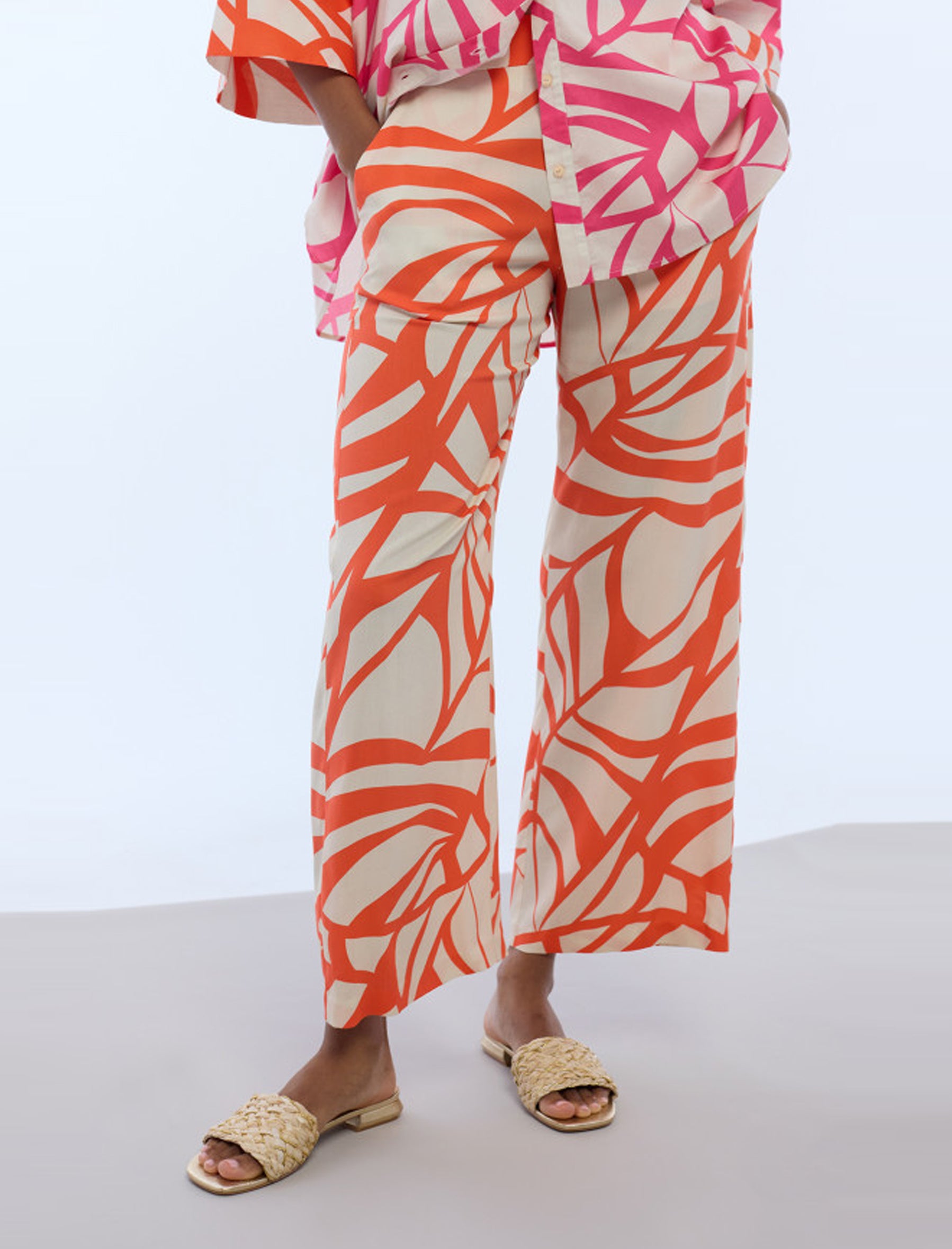 Culottes stampa foglie Lola Casademunt LS2614040 Crudo-Naranja 