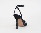 Sandalo alto donna EXE JOY-959 nero con fascia in satin e strass, tacco 100mm