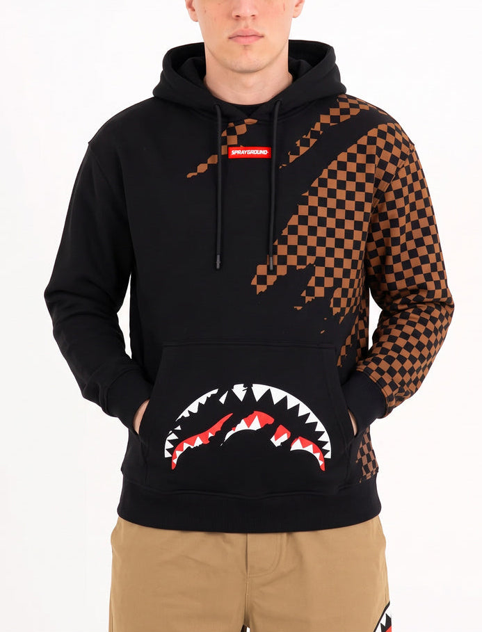 Felpa con cappuccio Sprayground Claw Tear Check SP951G Unisex Uomo Donna