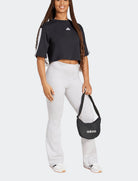 T-shirt crop Adidas Essentials 3-Stripes JD4998 nera donna vista frontale completa