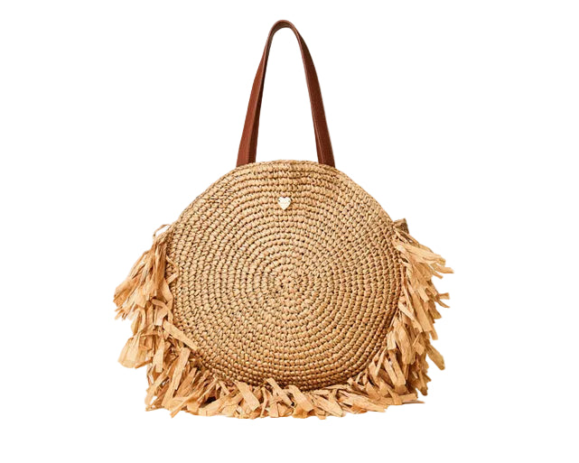 Borsa Shopper tonda in rafia con frange Twinset 261LB7BAA Donna