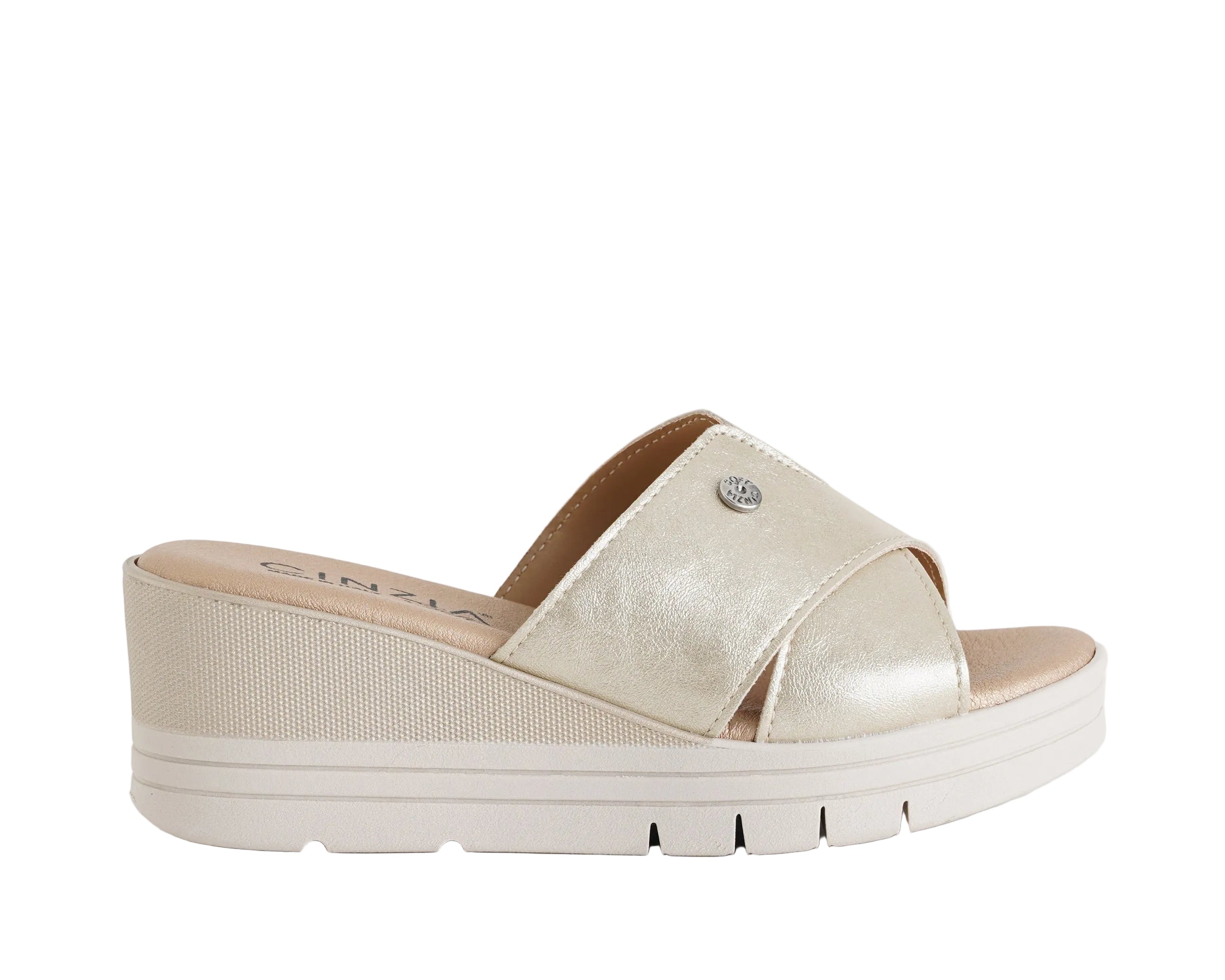 Sandalo aperto con zeppa Cinzia Soft LF130 Platino Donna