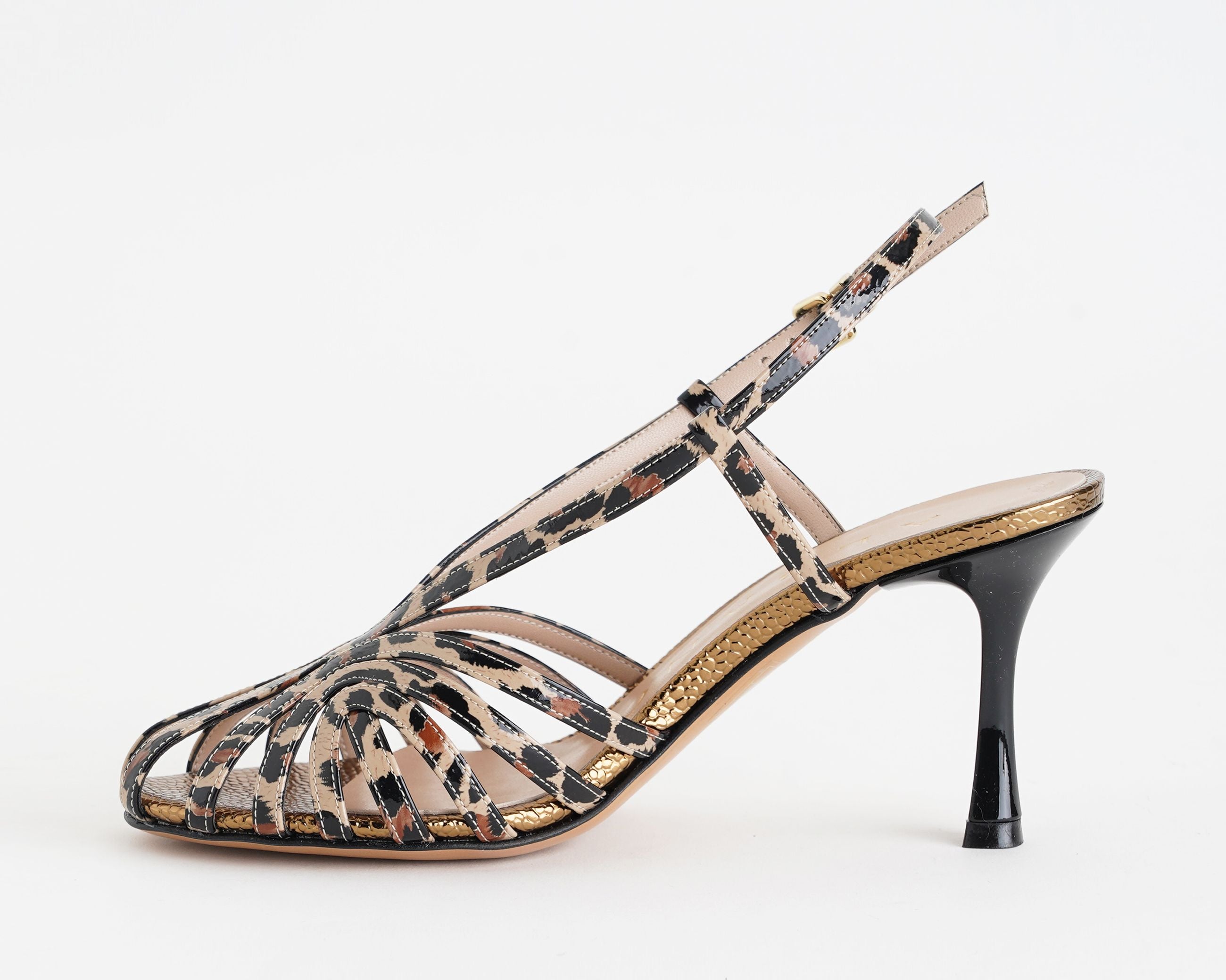 Sandali con tacco Albano 5613 leopard da donna, tomaia in naplak fantasia leopard e cinturino regolabile, tacco 75 mm

