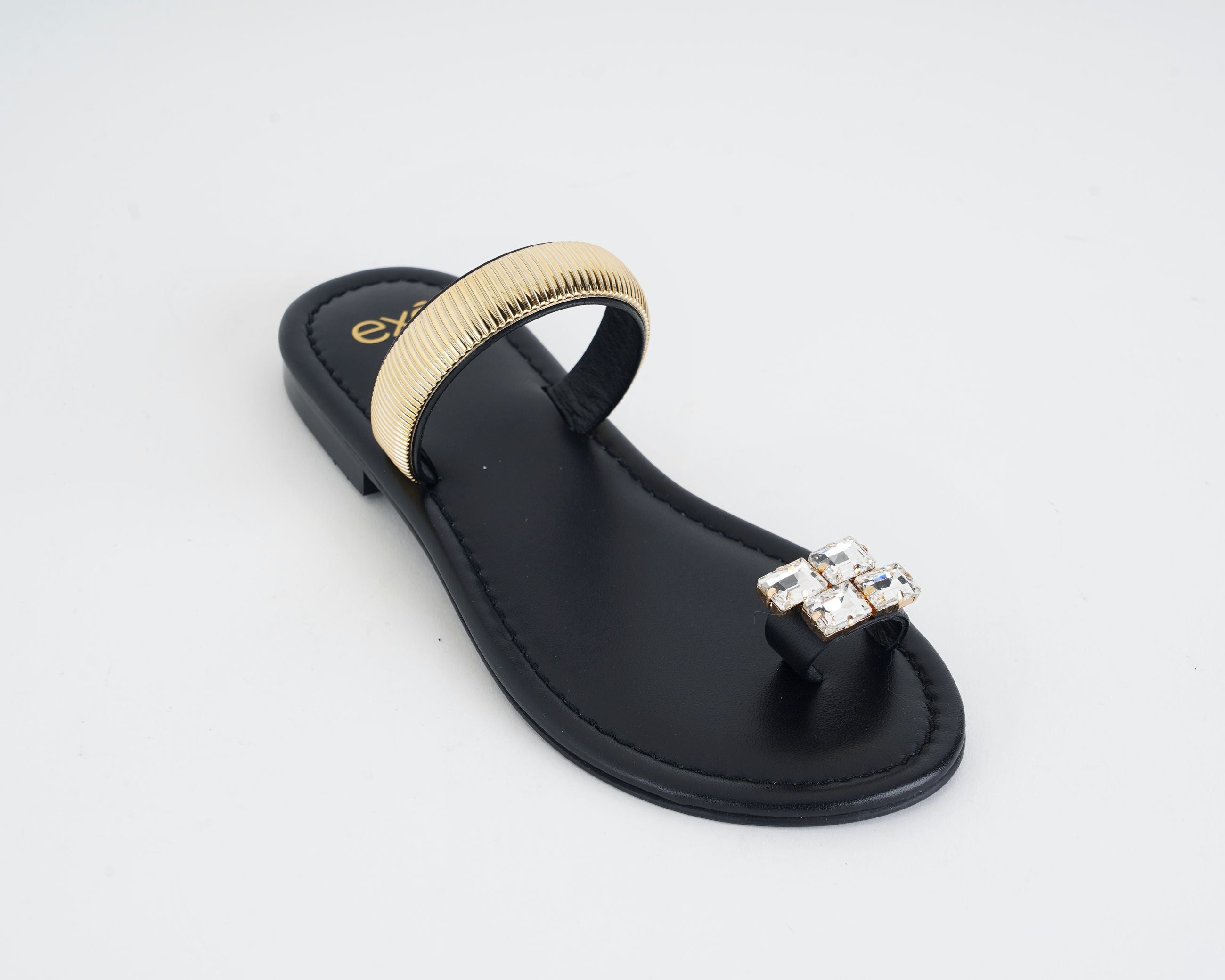 Sandalo basso donna EXE Margot KS.26.152 nero, sottopiede in pelle e suola in gomma