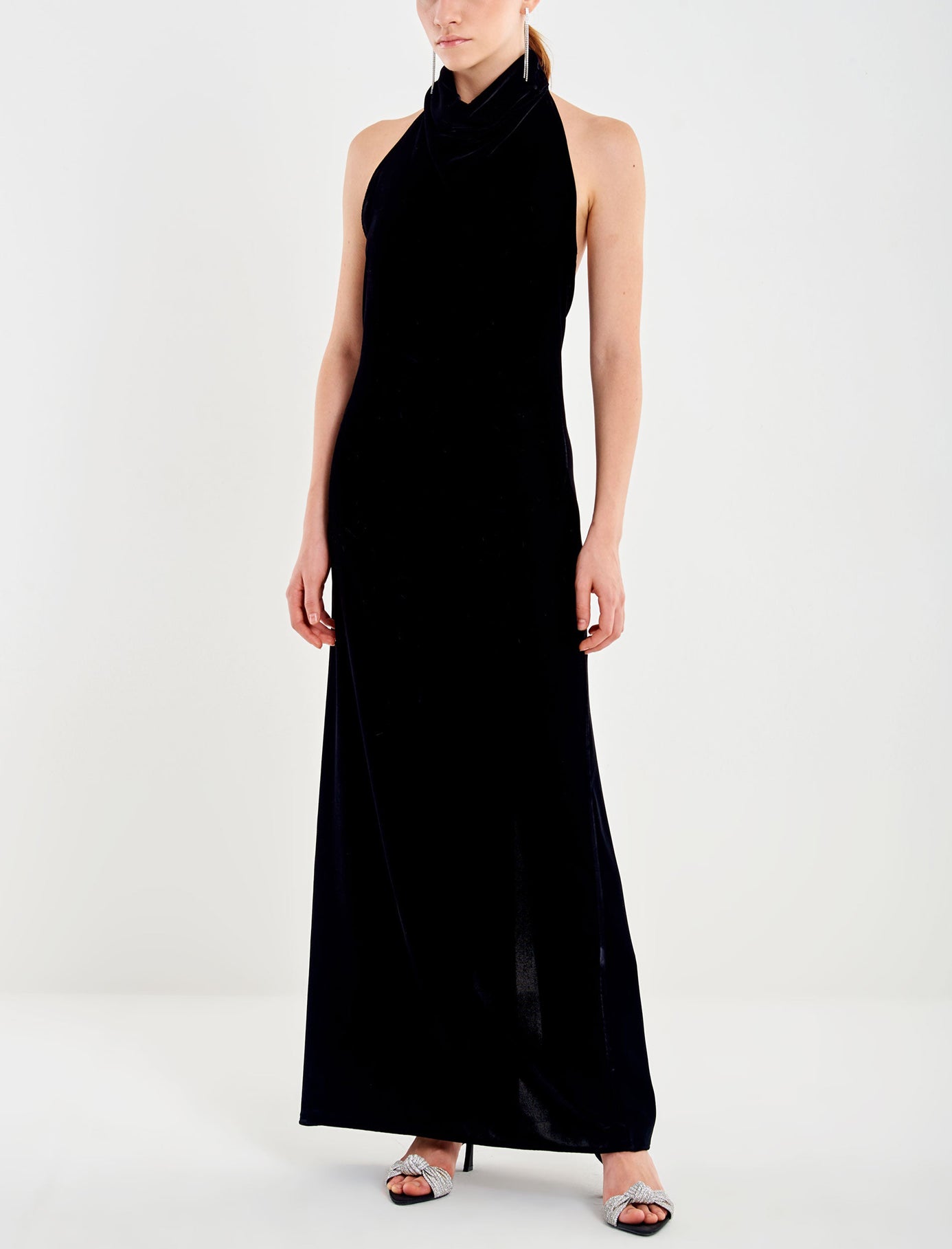 Abito lungo in velluto VICOLO TF0969 Nero Donna