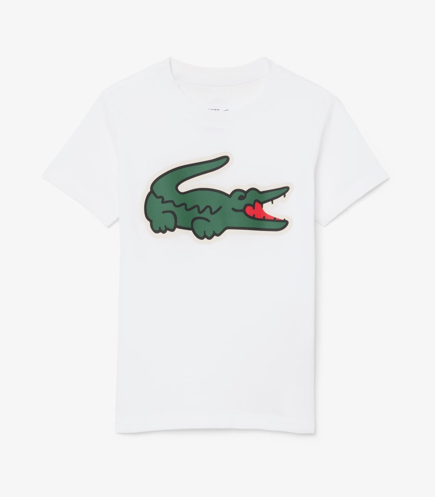 T-shirt Lacoste TJ0803 bianco unisex bambino - coccodrillo XXL stampato, tecnologia Ultra Dry, taglie 8A-16A