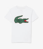 T-shirt Lacoste TJ0803 bianco unisex bambino - coccodrillo XXL stampato, tecnologia Ultra Dry, taglie 8A-16A