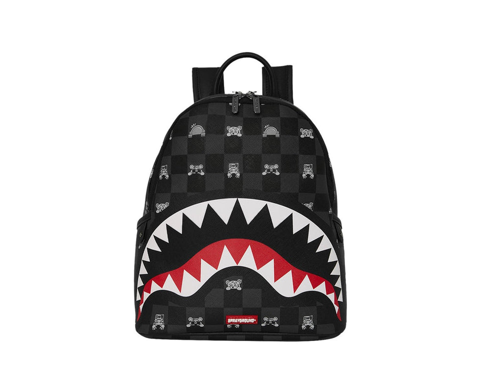 Zaino Sprayground Gray Peeking Character Check Savage Backpack 910B8908NSZ Unisex Uomo Donna